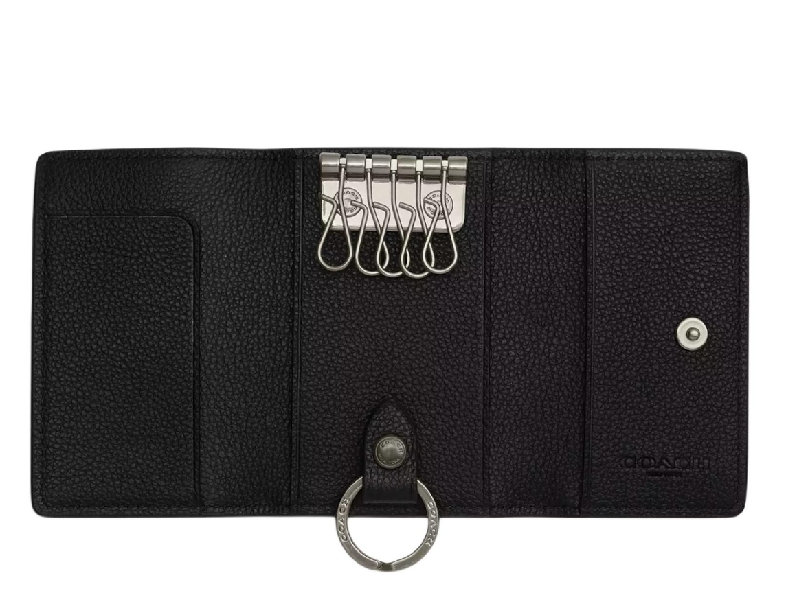 Alternative view of Ví Coach Smooth Leather Key Pouch 'Black' CX142-QBBK