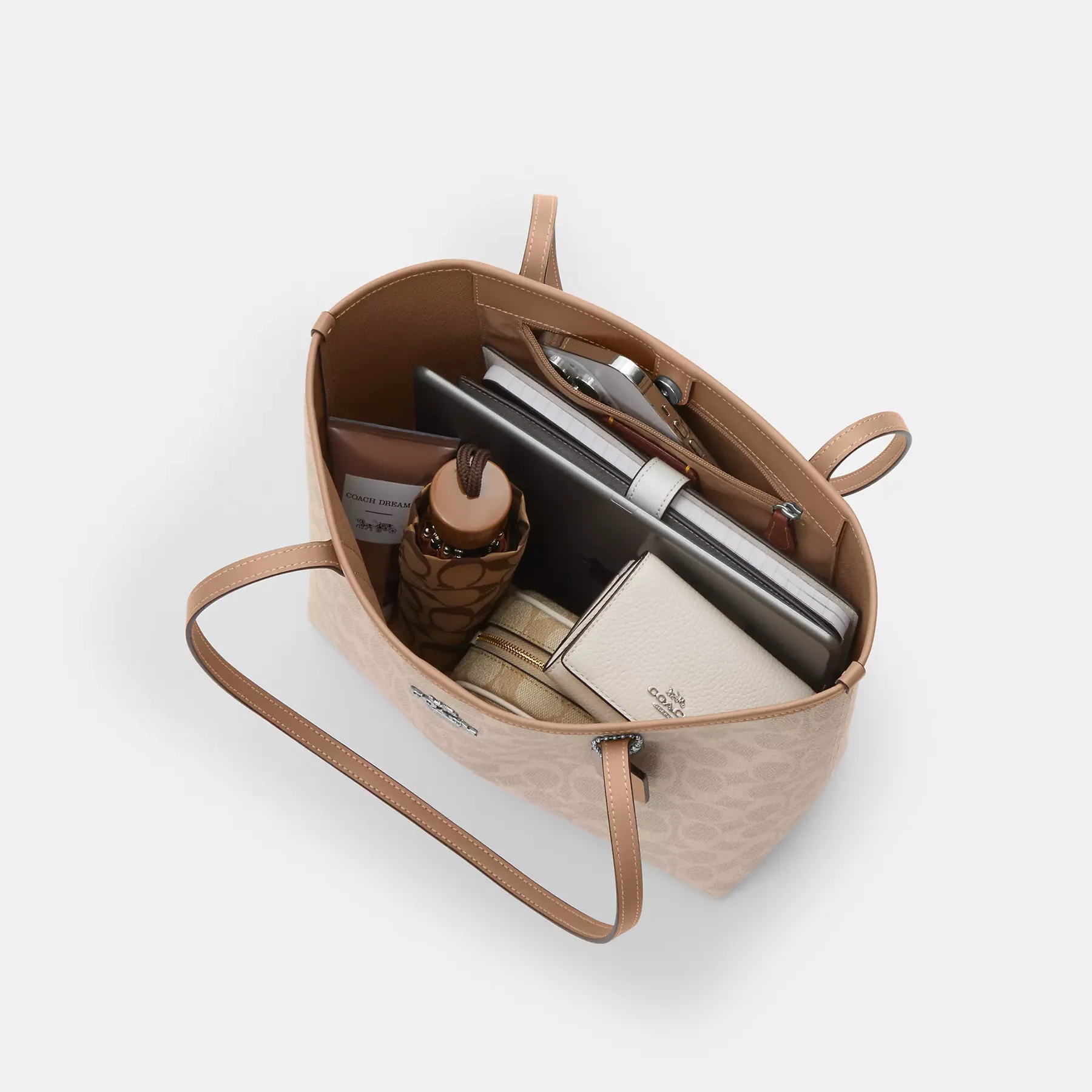 Alternative view of Túi Coach Medium City Tote Signature Canvas 'Beige' CDX82-SVPWH