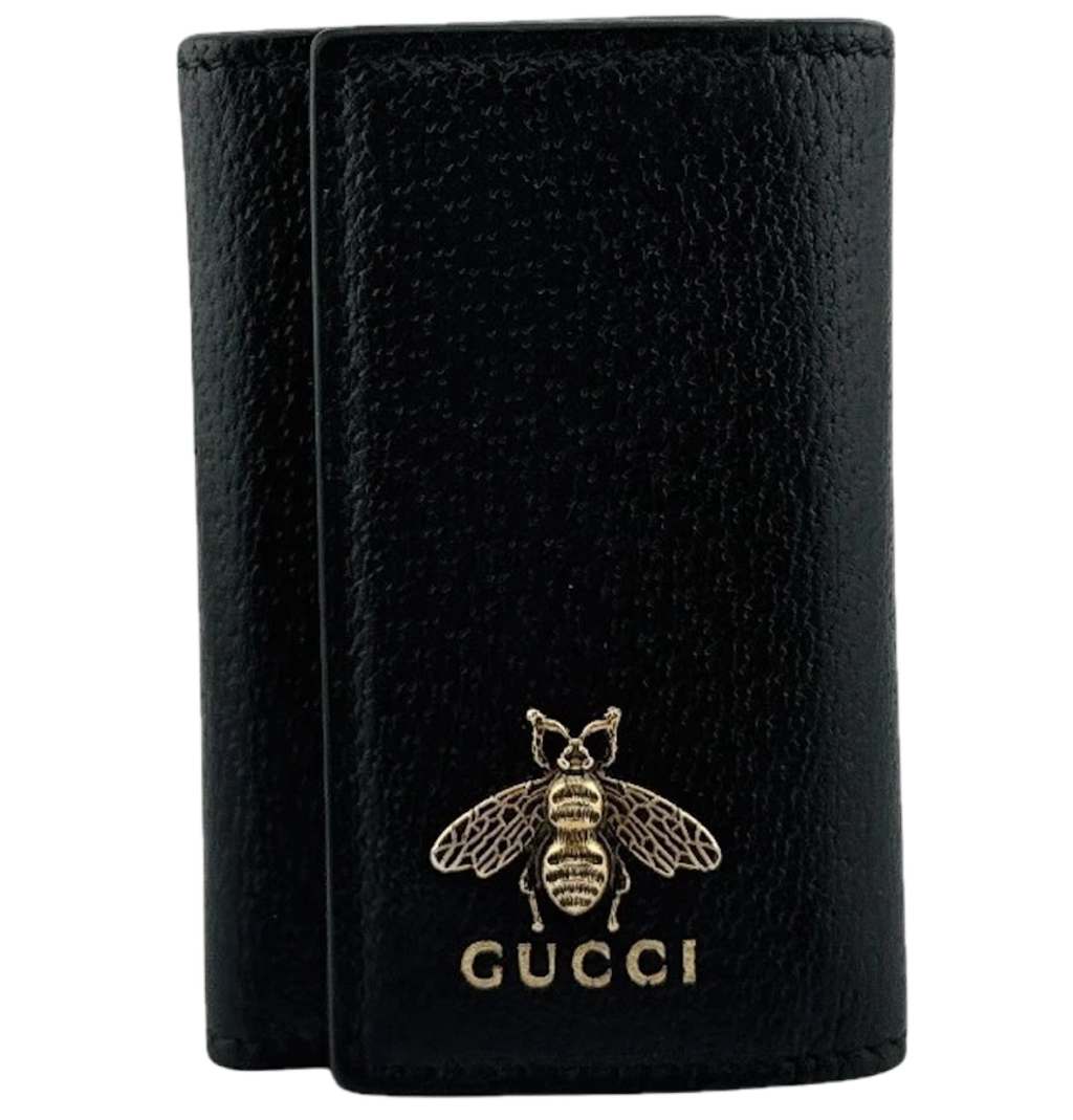 Ví Gucci Bee Motif Leather Key Pouch 'Black' 523683-DJ20T-1000