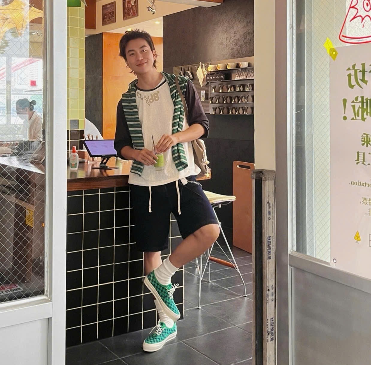 Alternative view of Giày Vans LX Authentic 44 EK 'Punk Check Green Navy' VN000EJC5W3