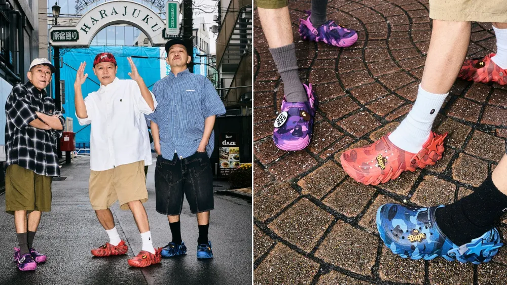 Hinh anh 2: Hinh anh giay BAPE x Crocs Echo RO Clog voi hoa tiet ABC Camo