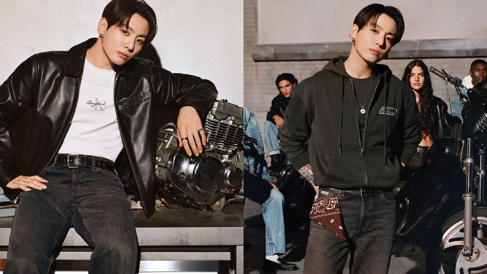 Hinh anh 4: Jungkook trong BST CKJK cung Calvin Klein voi ao khoac da va quan jeans