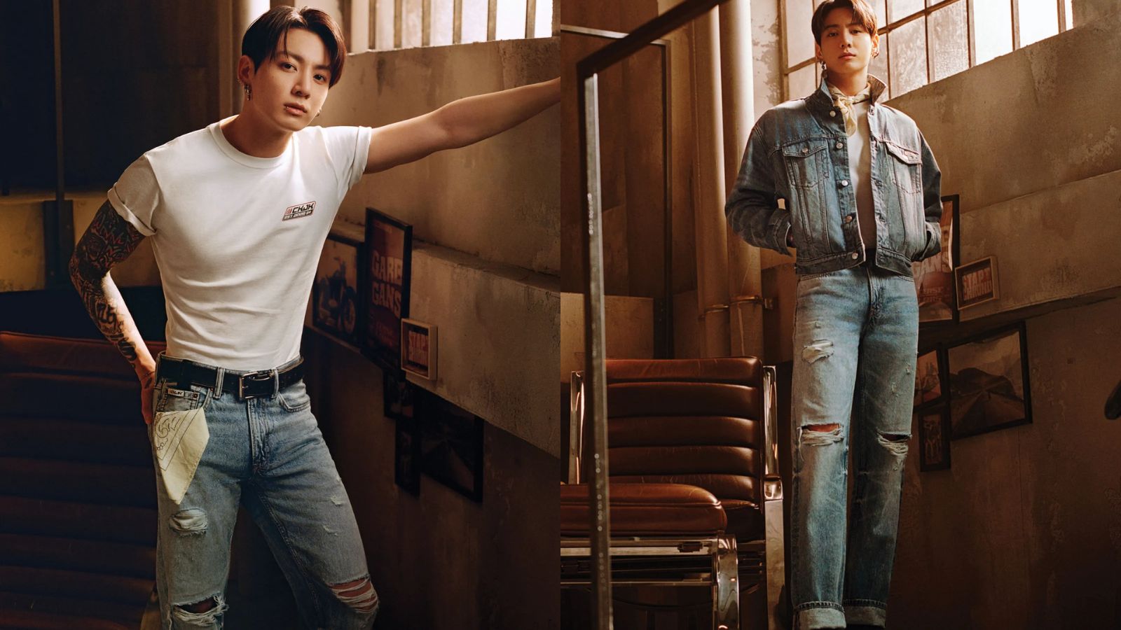 Hinh anh 5: Jungkook trong BST CKJK cung Calvin Klein voi ao khoac da va quan jeans