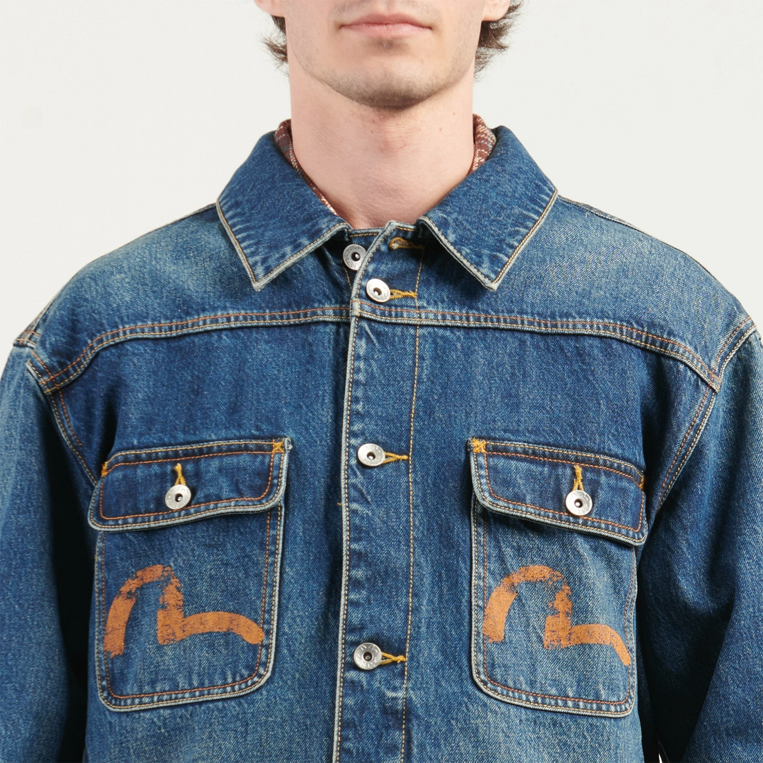 Alternative view of Áo Evisu Seagull Print Frayed ‘Denim’ 2EAEJM5DJ6001RXDN-INDD