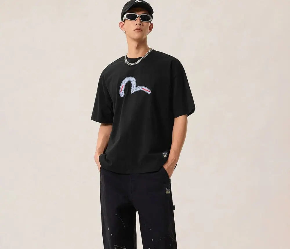 Alternative view of Áo Evisu Fabric Mix Patchwork 'Black' 2ESHTM6TS1091XXCT