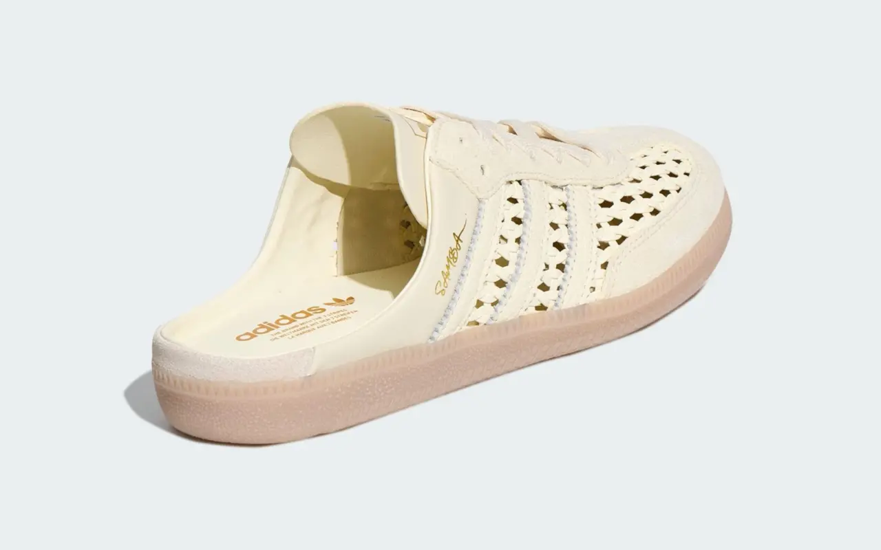 Adidas Samba Mule Woven 'Crew White' khoác diện mạo đạp gót mới
