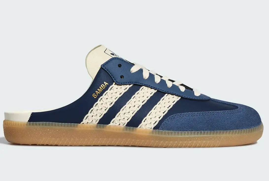Adidas Samba Mule Woven 'Crew White' khoác diện mạo đạp gót mới