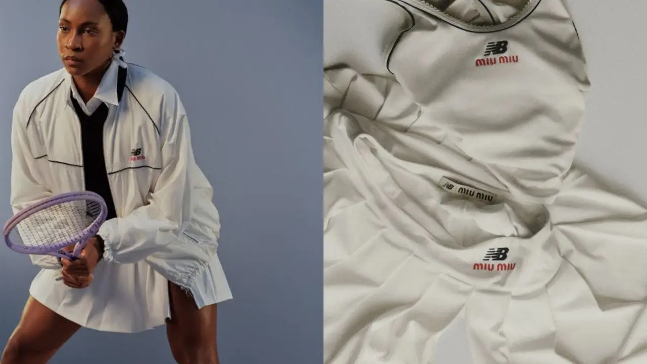 Hinh anh 1: Coco Gauff dien trang phuc Miu Miu x New Balance tai Wimbledon