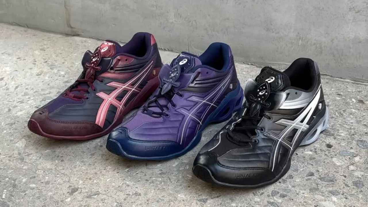 Hinh anh 1: Giay ASICS x Juntae Kim Gel-Kinetic FR voi chi tiet hoa thao roi