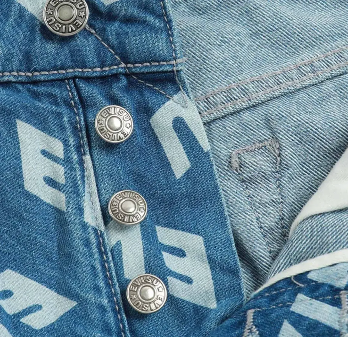 Alternative view of Quần Evisu Denim Short 'Blue' 2ESHTM3SH107RXCT