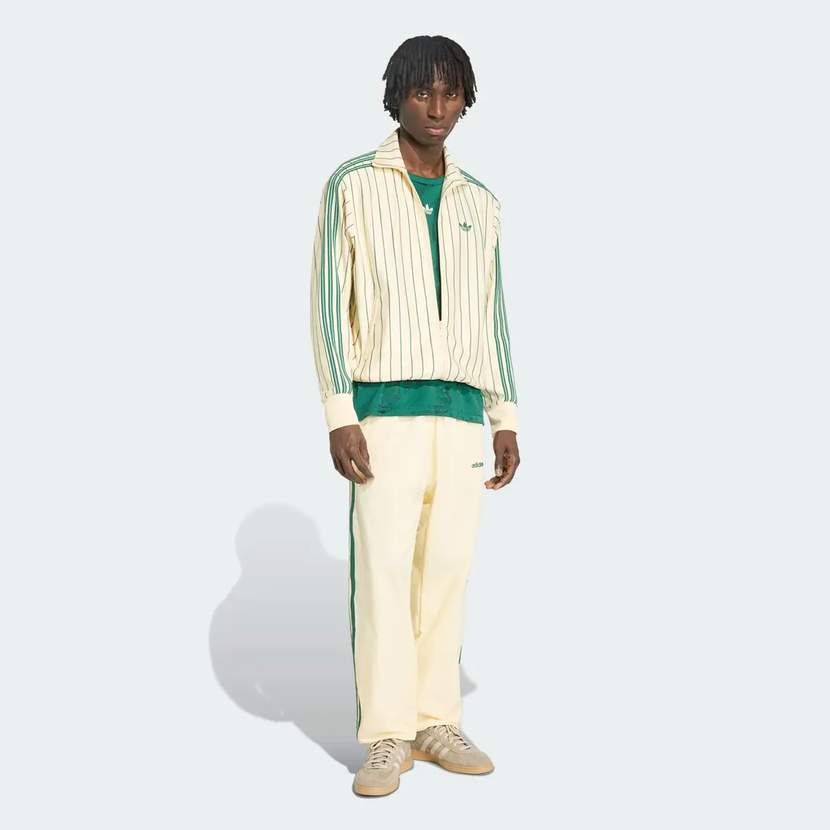 Alternative view of Áo Adidas Firebird Pinstriped Track Jacket 'Warm Vanilla' KT4299