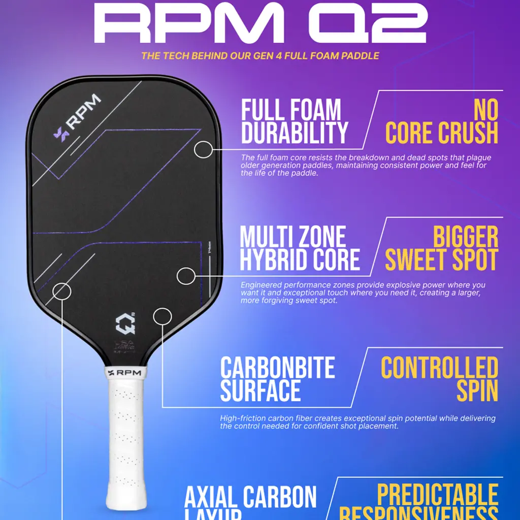 Vợt Pickleball RPM Q2 Hybrid Curve 'White Purple' - Ảnh 4