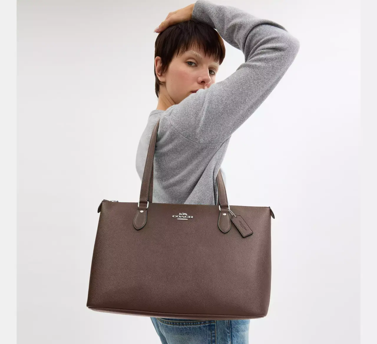 Alternative view of Túi Coach Gallery Tote Bag 'Im Dark Stone' CV402-IMV2R