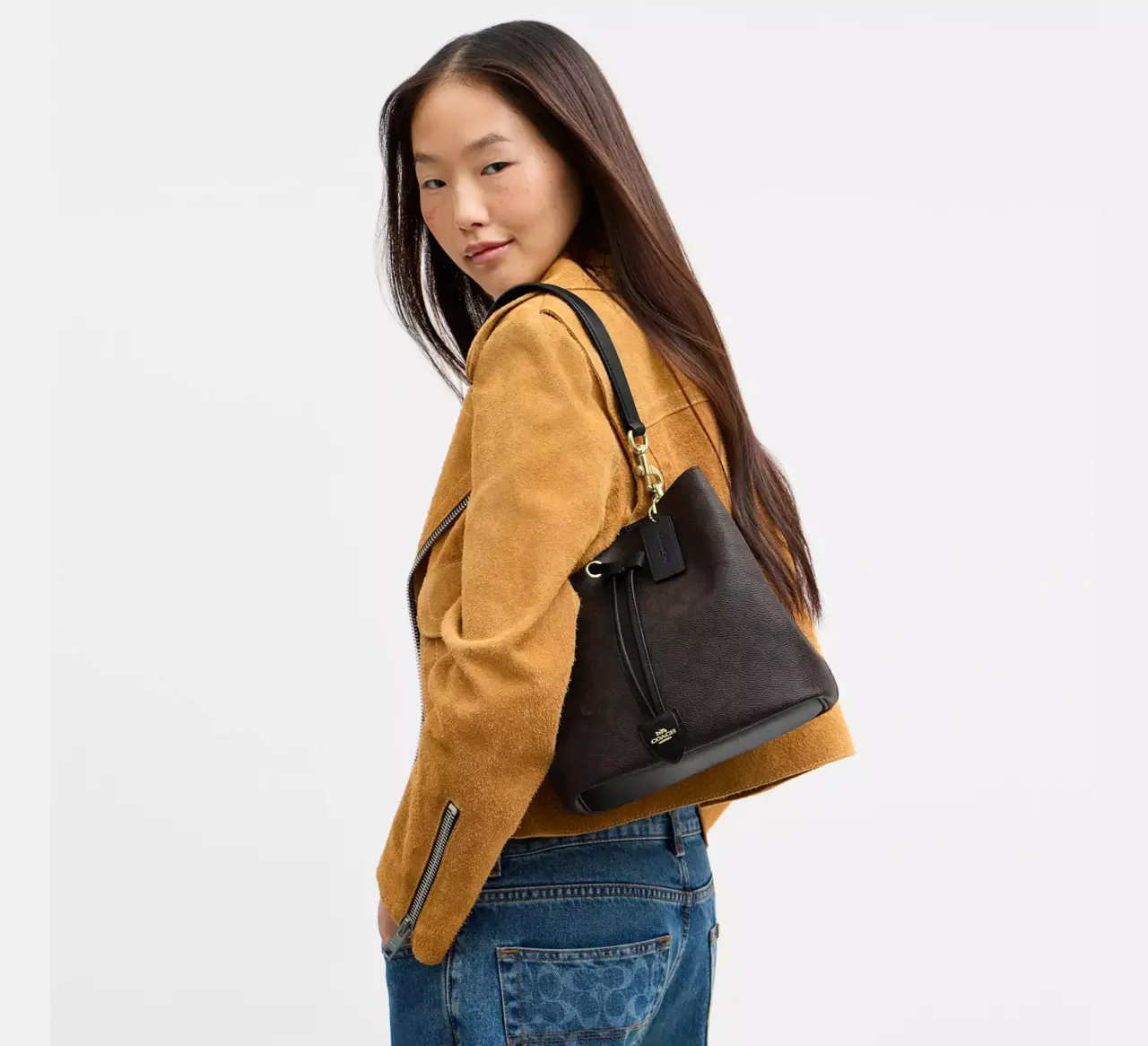 Alternative view of Túi Coach Rowan Bucket Bag 'Walnut Black' CBH07-IMXAQ
