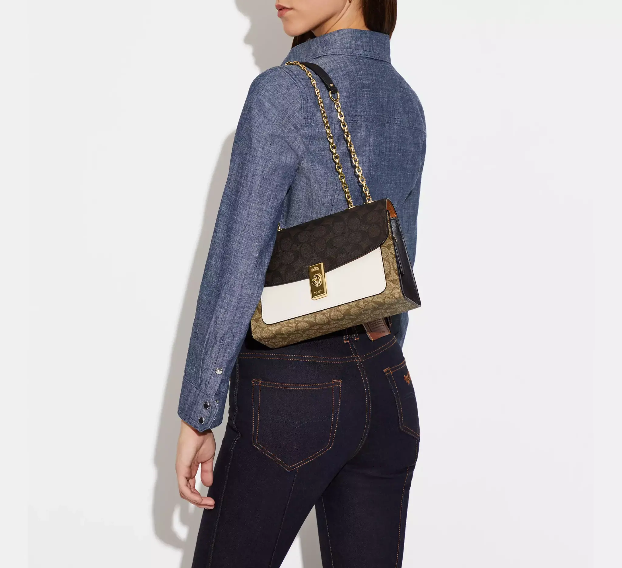 Túi Coach Lane Blocked Canvas 'Black Beige' C1539-IMNOX - Ảnh 3